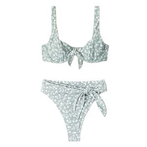 Abercrombie & Fitch Light Green Floral Bikini